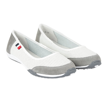 Skórzane baleriny Filippo DP142/23WH GR biało-szare