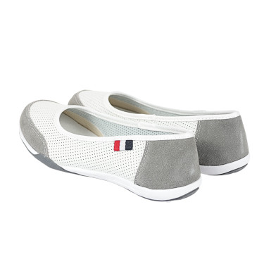 Skórzane baleriny Filippo DP142/23WH GR biało-szare