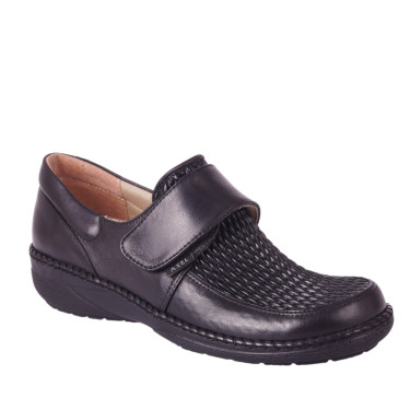 Półbuty damskie skórzane na rzep Axel Comfort 1206 czarne