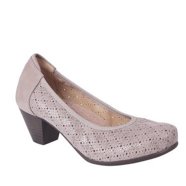 Czółenka damskie skórzane na obcasie Axel 1919 beżowe