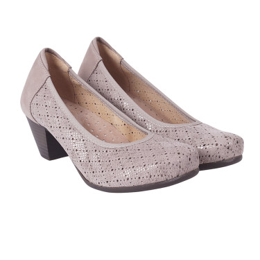 Czółenka damskie skórzane na obcasie Axel 1919 beżowe