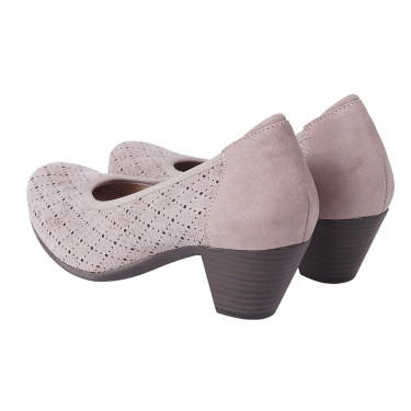 Czółenka damskie skórzane na obcasie Axel 1919 beżowe