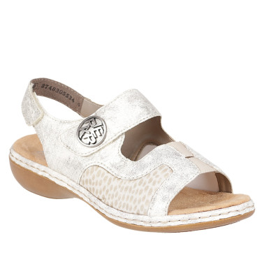 SANDAŁY DAMSKIE SKÓRZANE RIEKER 65989-90 beżowe