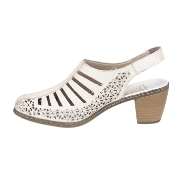 SANDAŁY DAMSKIE SKÓRZANE NA OBCASIE RIEKER 40959-60 beż