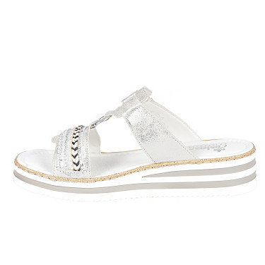 Klapki damskie Rieker V02M6-40 srebrne