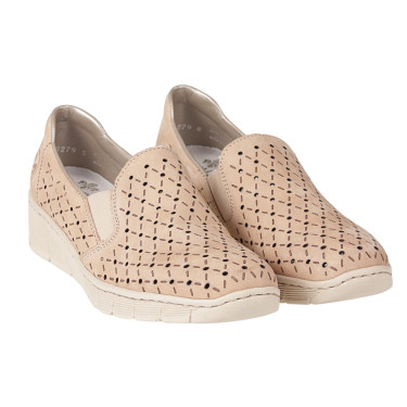 Półbuty damskie ażurowe Rieker 53795-60 beżowe