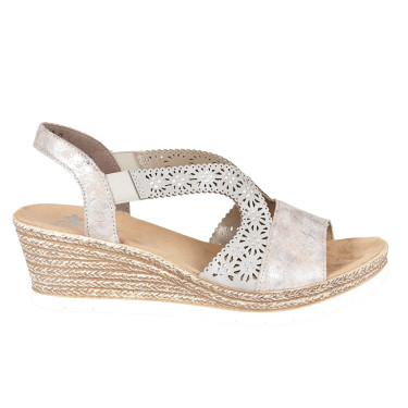 Sandały damskie na koturnie Rieker 61916-91 MULTI