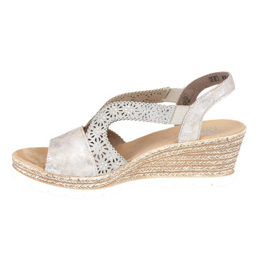 Sandały damskie na koturnie Rieker 61916-91 MULTI