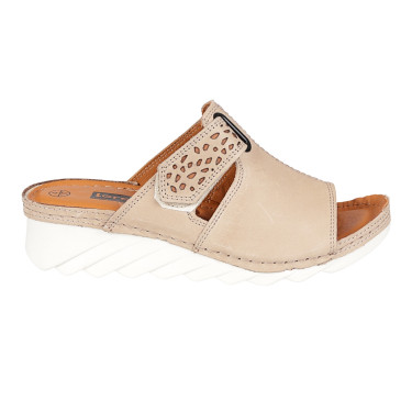 Klapki damskie skórzane marki Loretta LO7005-445 beżowe