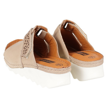 Klapki damskie skórzane marki Loretta LO7005-445 beżowe