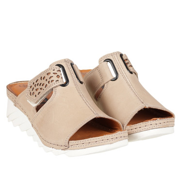 Klapki damskie skórzane marki Loretta LO7005-445 beżowe