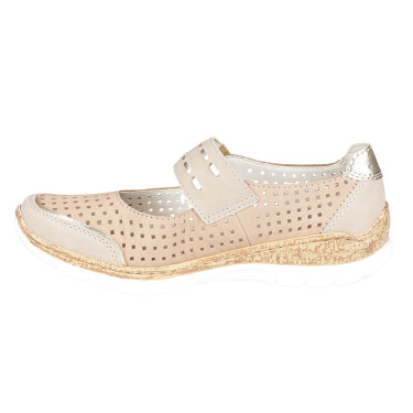 Półbuty damskie ażurowe Rieker  N4257-60 beżowe