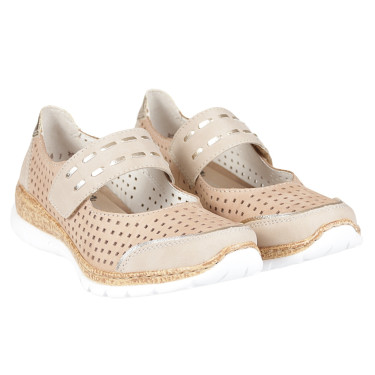 Półbuty damskie ażurowe Rieker  N4257-60 beżowe