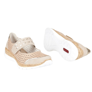 Półbuty damskie ażurowe Rieker  N4257-60 beżowe