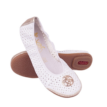 Baleriny damskie marki Rieker  41459-80 białe