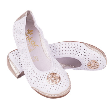 Baleriny damskie marki Rieker  41459-80 białe