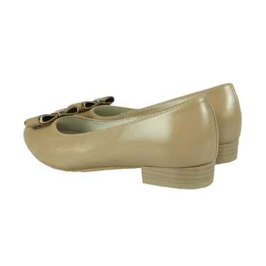 BALERINKI SKÓRZANE DAMSKIE KOKARDKA WIELBUT 177 BEŻ