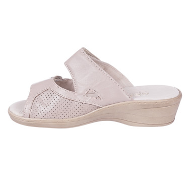 Klapki damskie skórzane WIELBUT 554 beżowe