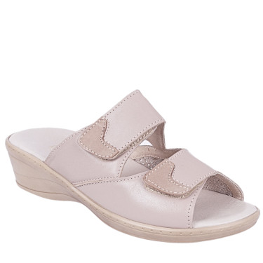 Klapki damskie skórzane WIELBUT 554 beżowe