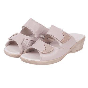 Klapki damskie skórzane WIELBUT 554 beżowe