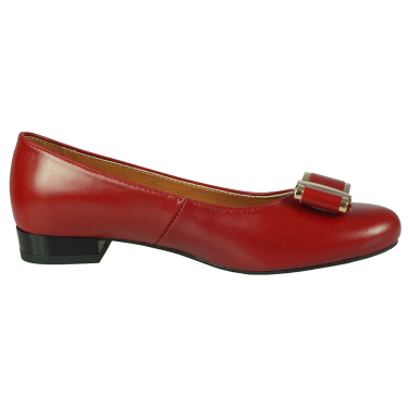 BALERINKI DAMSKIE WIELBUT 177 CZERWONE KOKARDKI