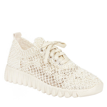 Półbuty ażurowe z koronką Sokolski IZM lady 1982 beige
