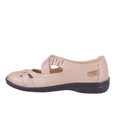 Półbuty damskie na rzep skóra naturalna Wielbut 023 beż