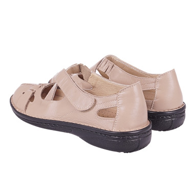 Półbuty damskie na rzep skóra naturalna Wielbut 023 beż