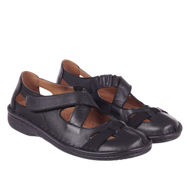 Półbuty damskie na rzep skóra naturalna Wielbut 023 czarne