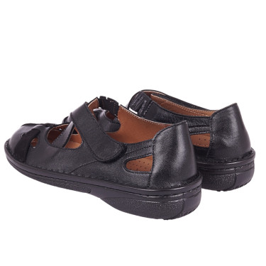 Półbuty damskie na rzep skóra naturalna Wielbut 023 czarne