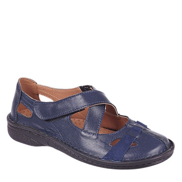 Półbuty damskie na rzep skóra naturalna Wielbut 023 granatowe