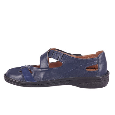 Półbuty damskie na rzep skóra naturalna Wielbut 023 granatowe