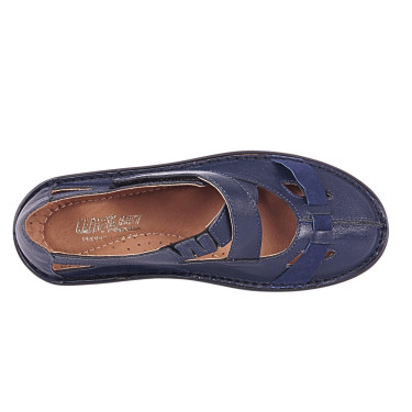 Półbuty damskie na rzep skóra naturalna Wielbut 023 granatowe