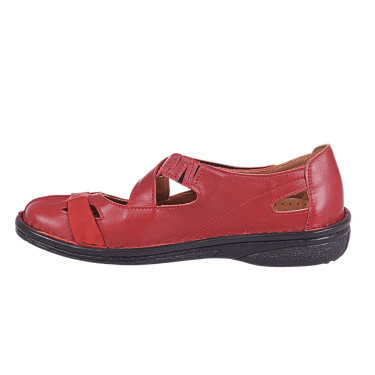 Półbuty damskie na rzep skóra naturalna Wielbut 023 czerwone