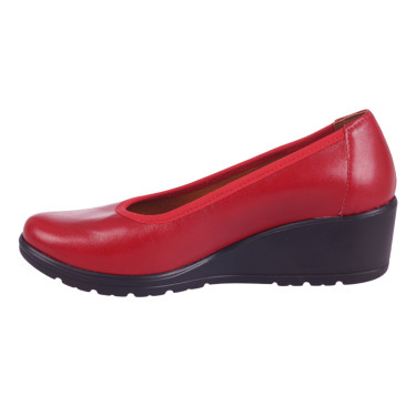 Półbuty damskie skórzane na koturnie Wielbut 026 czerwone