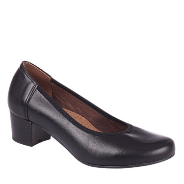 Półbuty damskie skórzane na obcasie Wielbut 027 czarne