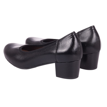 Półbuty damskie skórzane na obcasie Wielbut 027 czarne