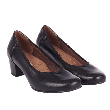 Półbuty damskie skórzane na obcasie Wielbut 027 czarne