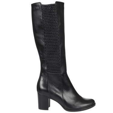 Kozaki damskie na obcasie skóra naturalna Wielbut K-269 czarne