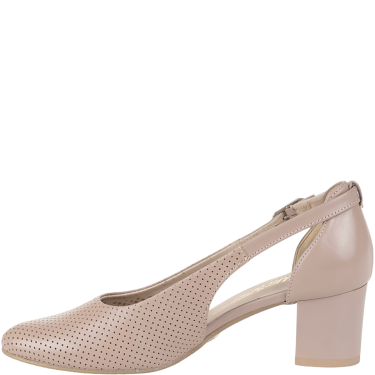 Czółenka damskie Wielbut 555 beżowe skórzane na słupku 5 cm