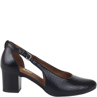 Czółenka damskie Wielbut 555 czarne skórzane na słupku 5 cm