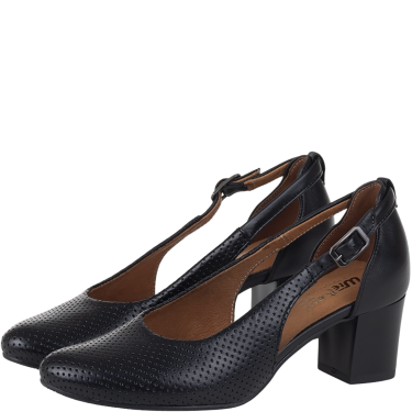 Czółenka damskie Wielbut 555 czarne skórzane na słupku 5 cm