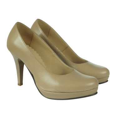 SZPILKI  SKÓRZANE DAMSKIE CIEMNY BEŻ WIELBUT 154