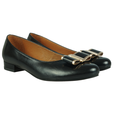 BALERINKI DAMSKIE  WIELBUT 177  CZARNE KOKARDKI