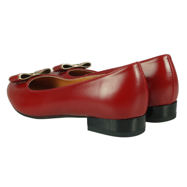 BALERINKI DAMSKIE WIELBUT 177 CZERWONE KOKARDKI