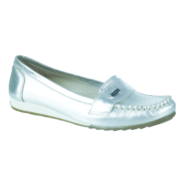 SKÓRZANE MOKASYNY DAMSKIE SREBRNE BENZSON 513