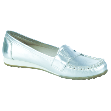 SKÓRZANE MOKASYNY DAMSKIE SREBRNE BENZSON 513