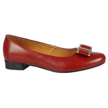 BALERINKI DAMSKIE WIELBUT 177 CZERWONE KOKARDKI