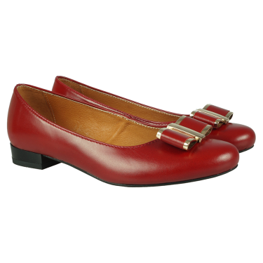 BALERINKI DAMSKIE WIELBUT 177 CZERWONE KOKARDKI