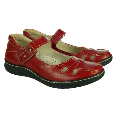 PÓŁBUTY DAMSKIE SKÓRA CZERWONE